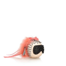 Fendi-Fur-Trimmed Punkarlito Bag Charm-Black,Pink
