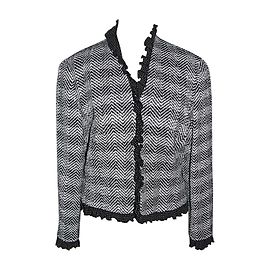 Escada-Wollmix-Blazer mit Rüschen und Seidenfutter Schwarz Weiß