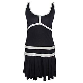 Diane Von Furstenberg Robe vintage en soie mélangée Blanc Bleu Marine