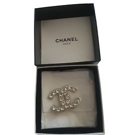 Chanel Brosche Herz Strass Brosche Metallisch