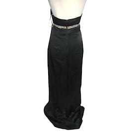 Marchesa-Strapless silk gown-Black,Silvery