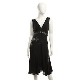 Abito Ted Baker in seta nera con ricami di perle e strass Nero Argento
