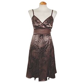 Ted Baker Seidenkleid mit Blumendruck Hellbraun Schokolade