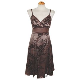Ted Baker-Silk dress with floral print-Light brown,Chocolate