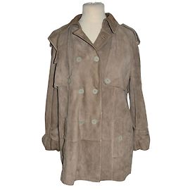 Dolce & Gabbana Seide gefüttertes Wildleder(Lammfell) Mantel Beige