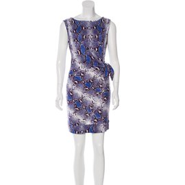 Diane Von Furstenberg-Nuevo vestido Della en Python Pop Medium Blue Iris-Negro,Blanco,Púrpura