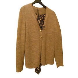 Autre Marque Weste mit beige und beige gepunkteter Bluse auf schwarz Größe 4 it oder 40 fr Beige