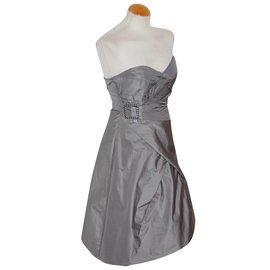 Karen Millen-Vestido sin tirantes plateado-Plata