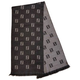 Fendi-FF monogram scarf-Brown