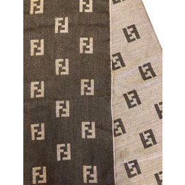 Fendi-FF monogram scarf-Brown
