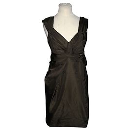 Robe de cocktail drapée en soie marron Marc Jacobs Marron
