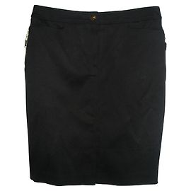 Escada Bleistiftrock Schwarz Baumwolle Schwarz