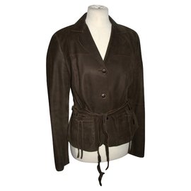 Max Mara-Veste cuir-Marron