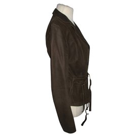 Max Mara-Leather jacket-Brown