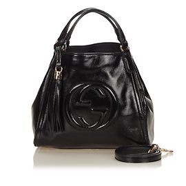 Gucci Sac Patent Soho à poignée sur le dessus Noir