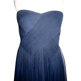 Tibi-Robe de cocktail sans bretelles-Bleu Marine