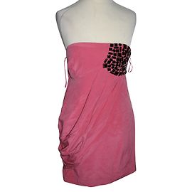 Robe bustier en soie rose Tibi Rose