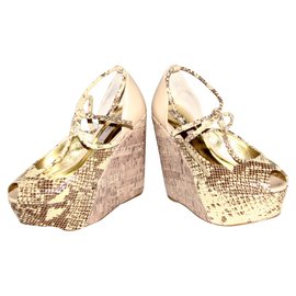 Sandales compensées Ted Baker en cuir imprimé python marron clair Imprimé python Marron clair