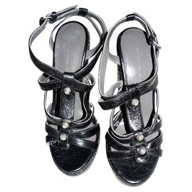 Balenciaga-Studded wedge heels-Black,Grey