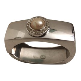 Christian Dior-großes glänzendes Silberarmband-Silber