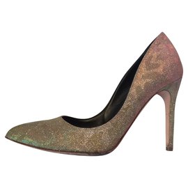 Rupert Sanderson-Malory Leopard Gold Shimmer Pumps-Metallic