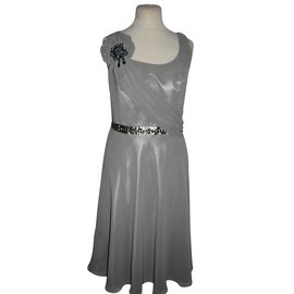 Jenny Packham Silvery Grey Chiffon Drape Dress Silvery Grey