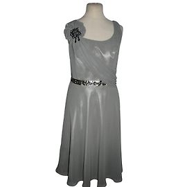 Robe drapée Jenny Packham gris argenté en mousseline Argenté Gris