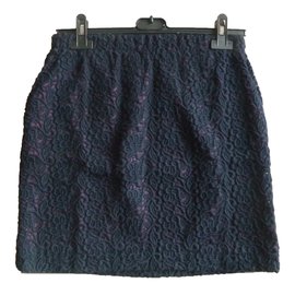 Pennyblack-Mini jupe en laine mélangée-Bleu foncé