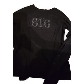 Ikks Damen Pullover mit V-Ausschnitt, Rückenmuster 616 Schwarz