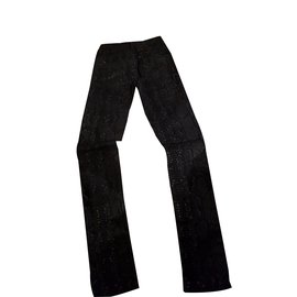 Calças Ikks Pretas com Efeito Python e Brilhantes Slim Fit Preto