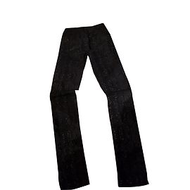 Ikks Black Python Effect Trousers with Brilliants Slim Fit Black