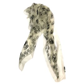 Alexander Mcqueen-Silk Skull Scarf-White
