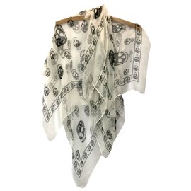 Alexander Mcqueen-Silk Skull Scarf-White