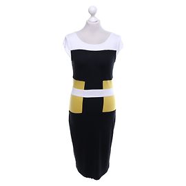 French Connection Colourblock-Kleid Schwarz Weiß Gelb