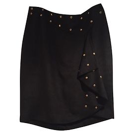 Gonna Alice by Temperley Nera con Borchie Dorate Seta Cotone Nero