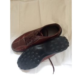 Tod's-Lizard skin sneakers-Chestnut