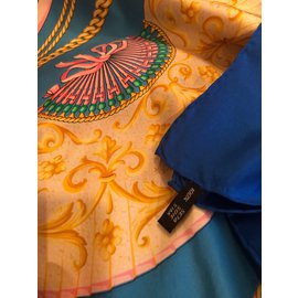 Autre Marque-Bufandas de seda-Azul,Amarillo,Azul marino