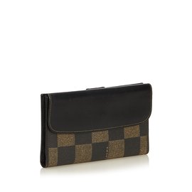 Fendi-Pequin Long Wallet-Brown,Black