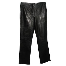 DKNY Lederhose Schwarz Schwarz