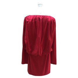 Halston Heritage-Cape Dress-Dark red