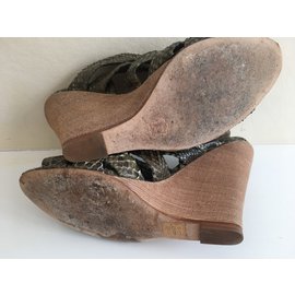 Alexandre Birman-Snakeskin heels-Khaki,Python print,Taupe