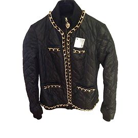 Love Moschino Black Jacket with Gold Chains Black