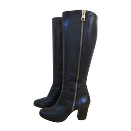 Vero Cuoio-Black leather boots-Black