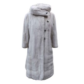 Autre Marque-Manteau vintage en vison naturel-Blanc cassé