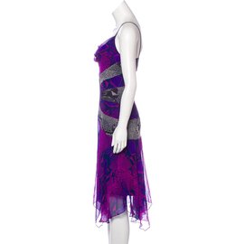 Diane Von Furstenberg-Vestido Aleucia de seda-Multicolor,Púrpura