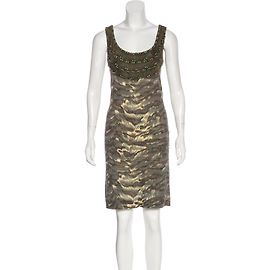 Vestido de malha com pérolas Agala Diane Von Furstenberg caqui Caqui