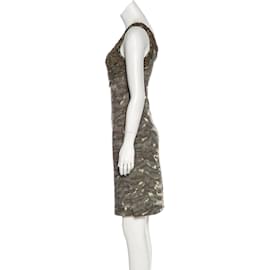 Diane Von Furstenberg-Agla vestido frisado-Caqui