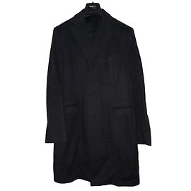 Smalto Black Cashmere Coat Men Size 48 Black