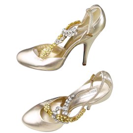 Roberto Cavalli-Gold leather heels-Golden