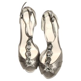 Jenny Packham-Chaussures de soirée bejeweled-Argenté